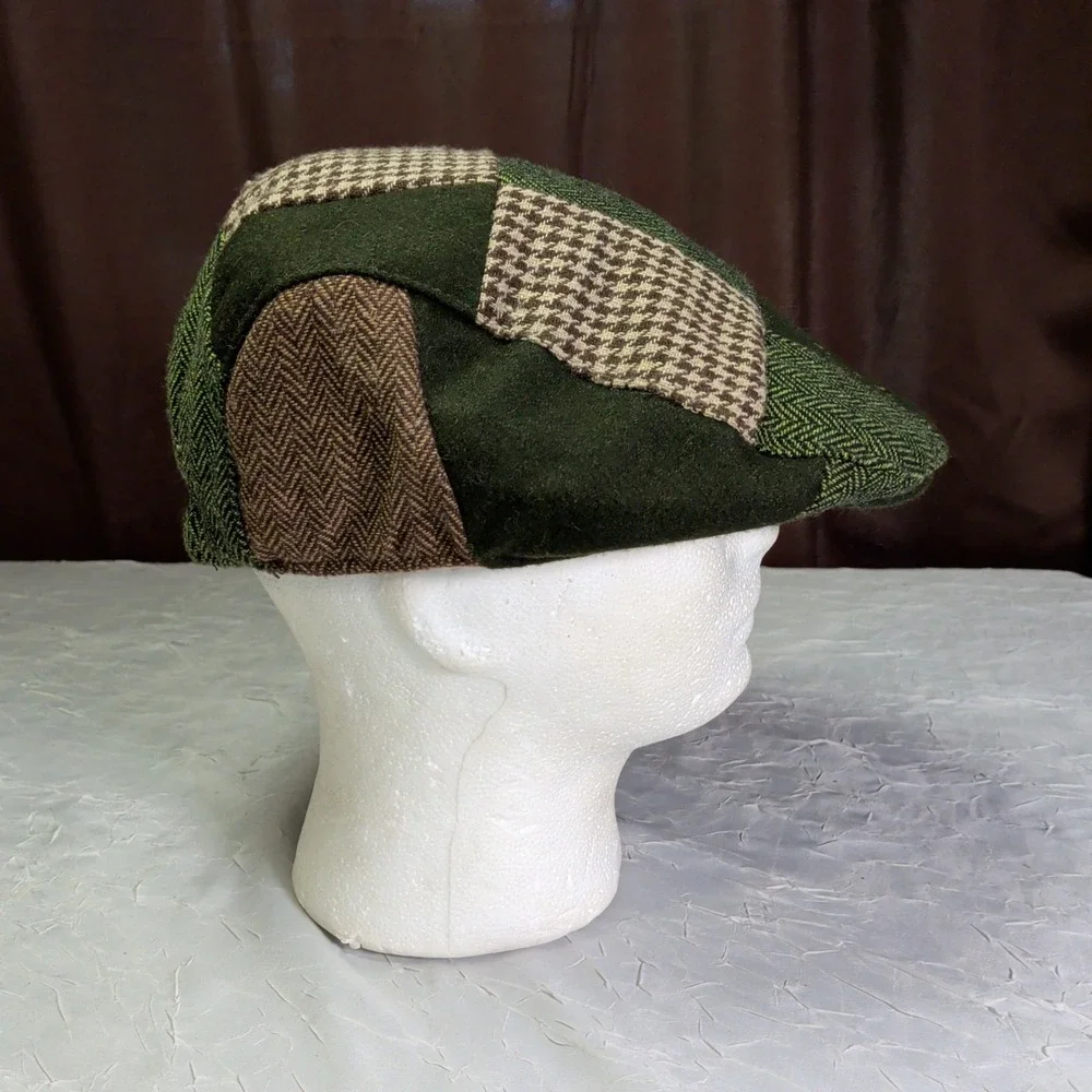 Raglan Road Scally Cap Green Plaid Tweed Hat Patchwork Academia Academic Preppy